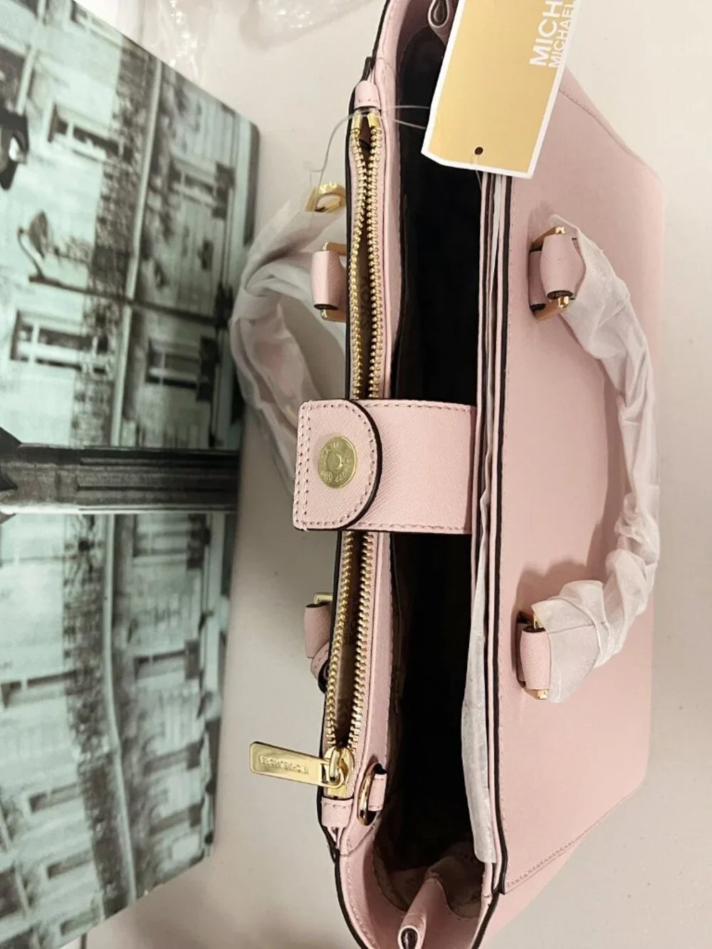 Michael Kors Kellen MD Satchel 35H7GSOT2L Blossom Pink Saffiano Leather